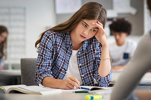 Student distressed by her work