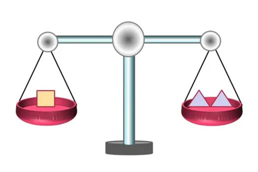 Screenshot of balancing scales, taken from KS2-3 transition Algebra webinar