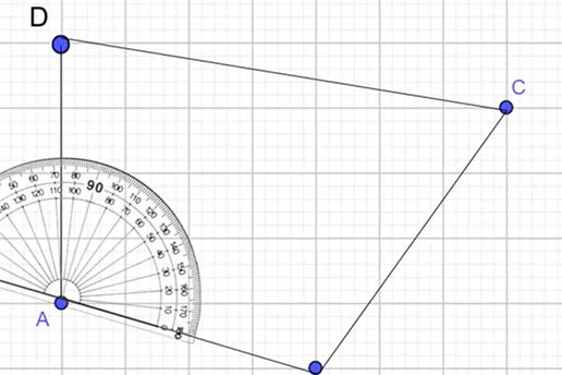 Close-up screenshot of measuring an angle, taken from KS2-3 transition angles webinar
